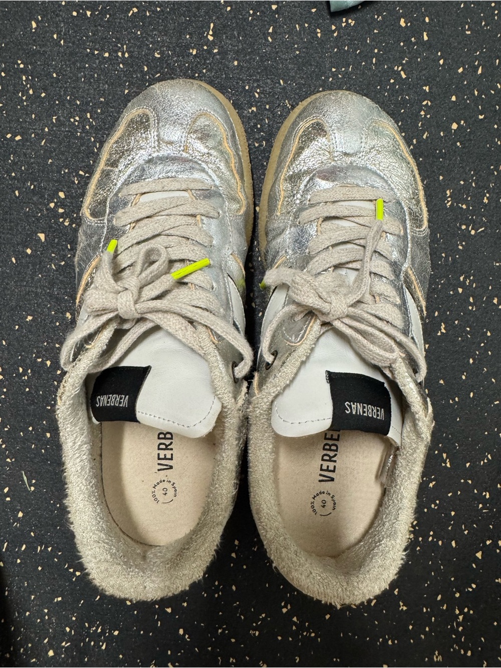 Silver Verbenas Leather Sneakers with gum soles